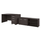 60W Office Desk Bundle with Storage Return, Mobile File Cabinet & Credenza