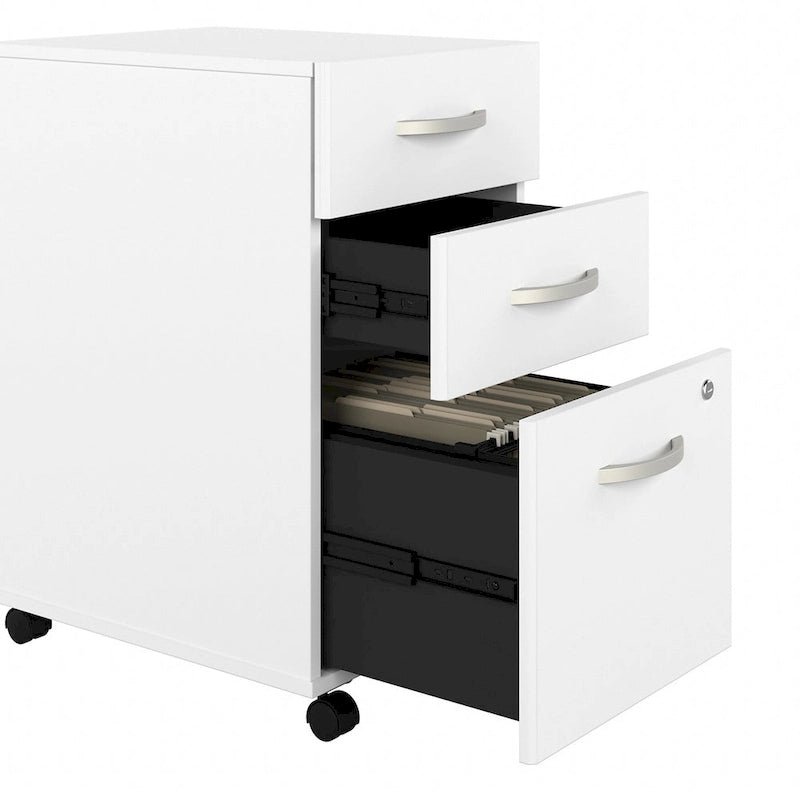 60W Office Desk Bundle with Storage Return, Mobile File Cabinet & Credenza