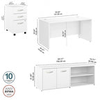 60W Office Desk Bundle with Storage Return, Mobile File Cabinet & Credenza