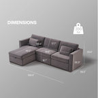 Modern Cotton Linen L-Shape Sectional Sofa, Oversized Upholstery Sectional Sofa, Chaise Couch with Storage Ottomans for Living R