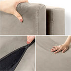 Latte Velvet Upholstered Platform Bed with Split Headboard - No Box Spring Needed
