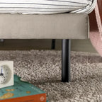 Latte Velvet Upholstered Platform Bed with Split Headboard - No Box Spring Needed