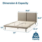 Latte Velvet Upholstered Platform Bed with Split Headboard - No Box Spring Needed