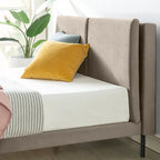 Latte Velvet Upholstered Platform Bed with Split Headboard - No Box Spring Needed