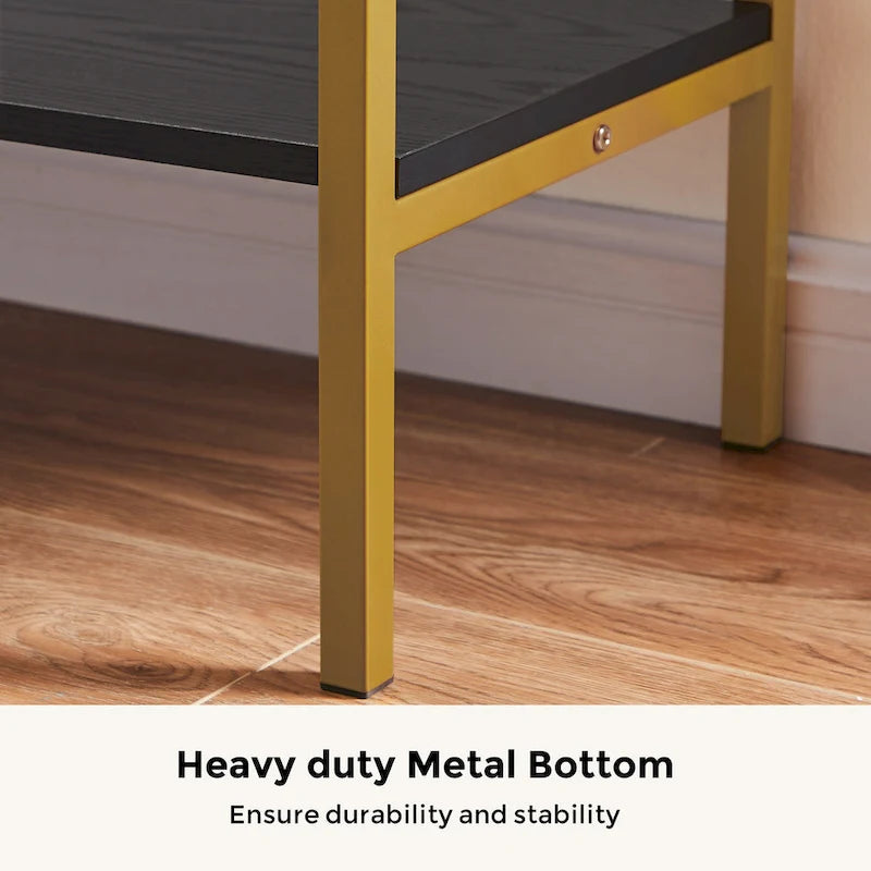 54" Black & Gold Console Table with 3 Drawers & Open Shelf - Entryway Storage