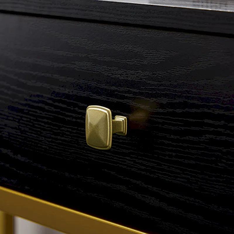 54" Black & Gold Console Table with 3 Drawers & Open Shelf - Entryway Storage