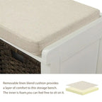 Rustic Entryway Storage Bench with 3 Removable Baskets & Cushioned Seat