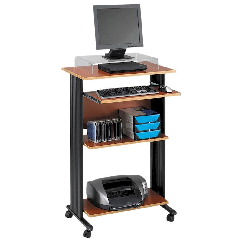 MUV Mobile Standing Computer Desk & Printer Stand with Storage Shelves