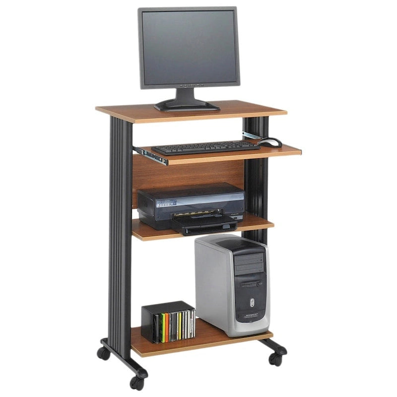MUV Mobile Standing Computer Desk & Printer Stand with Storage Shelves