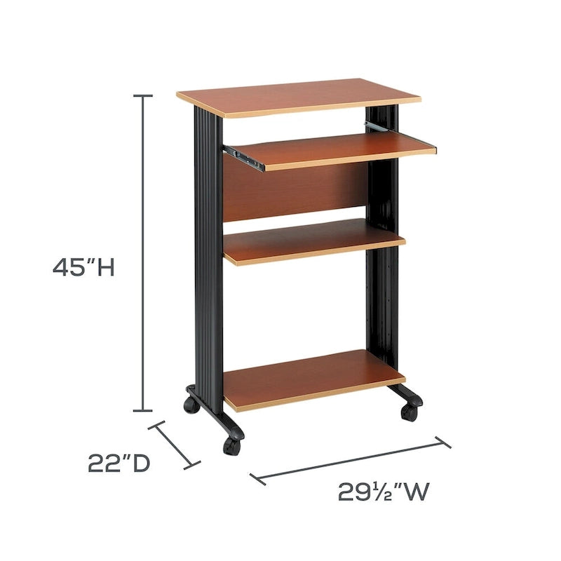 MUV Mobile Standing Computer Desk & Printer Stand with Storage Shelves
