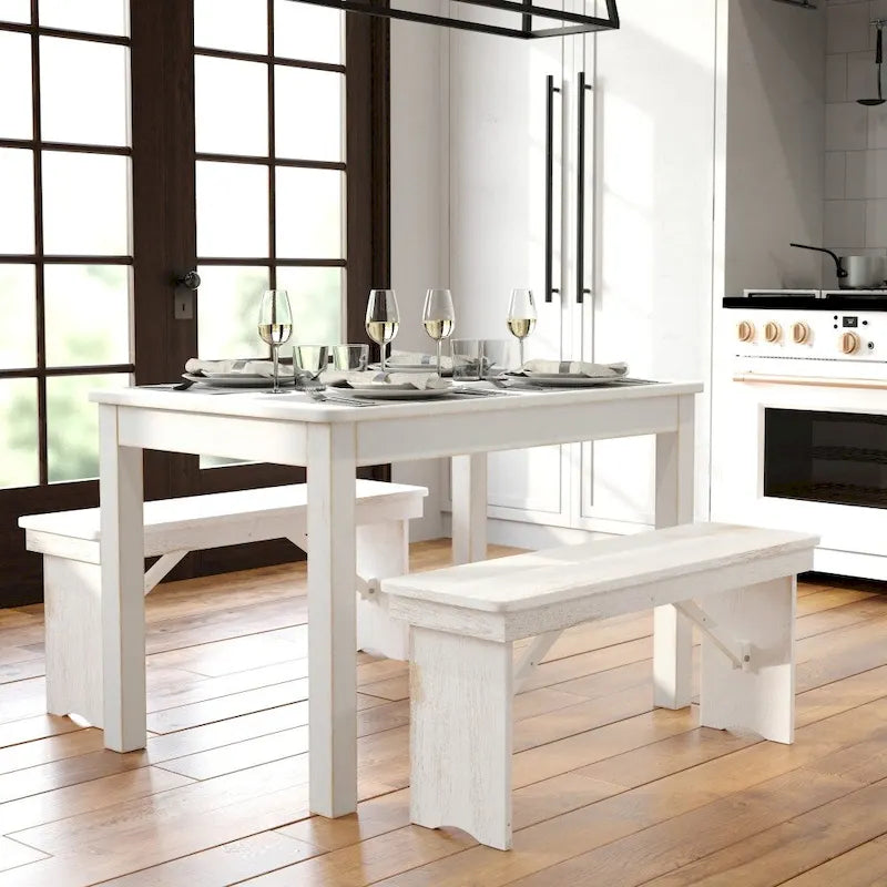 Rectangular Antique Rustic Solid Pine Farm Dining Table
