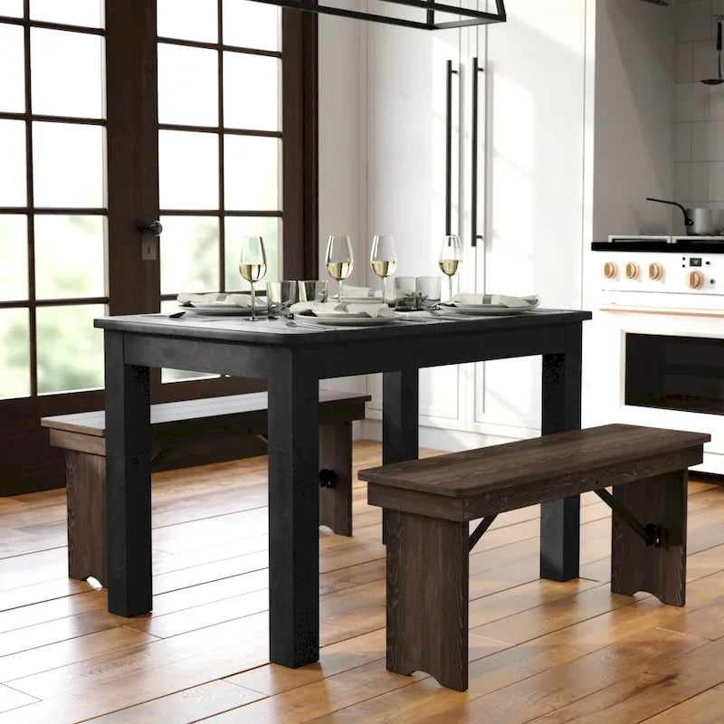 Rectangular Antique Rustic Solid Pine Farm Dining Table