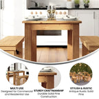 Rectangular Antique Rustic Solid Pine Farm Dining Table