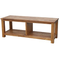 Solid Acacia Wood TV Bench - Contemporary Media Console with Storage