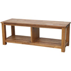 Solid Acacia Wood TV Bench - Contemporary Media Console with Storage