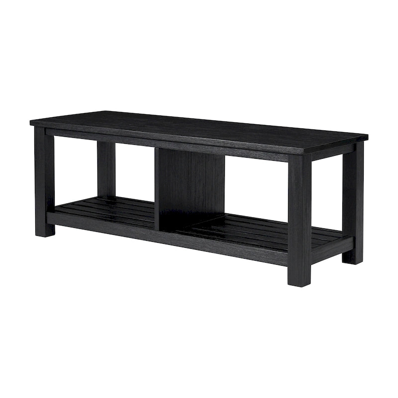 Solid Acacia Wood TV Bench - Contemporary Media Console with Storage