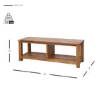 Solid Acacia Wood TV Bench - Contemporary Media Console with Storage
