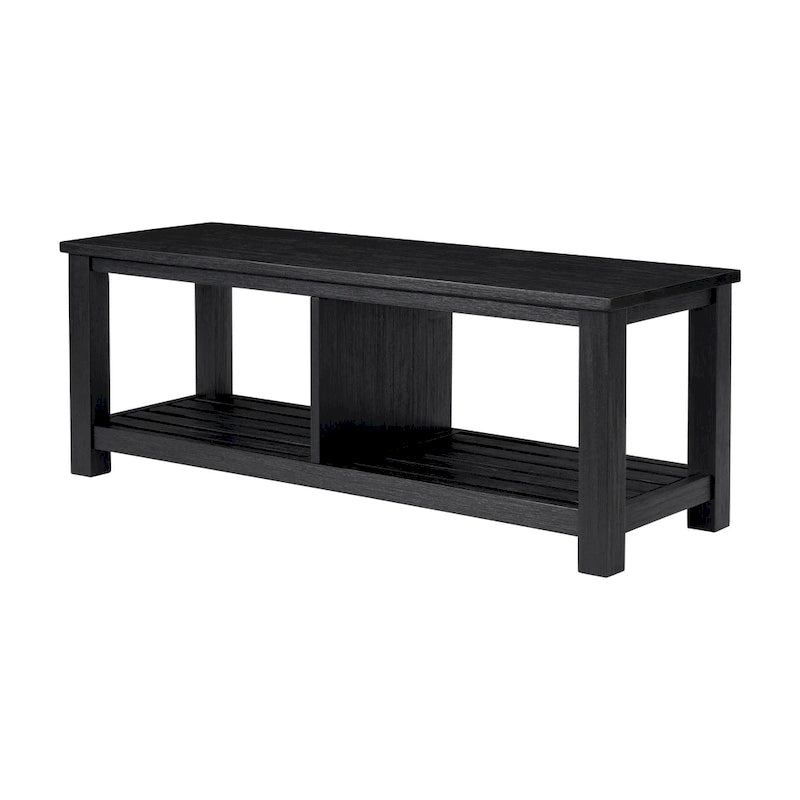 Solid Acacia Wood TV Bench - Contemporary Media Console with Storage
