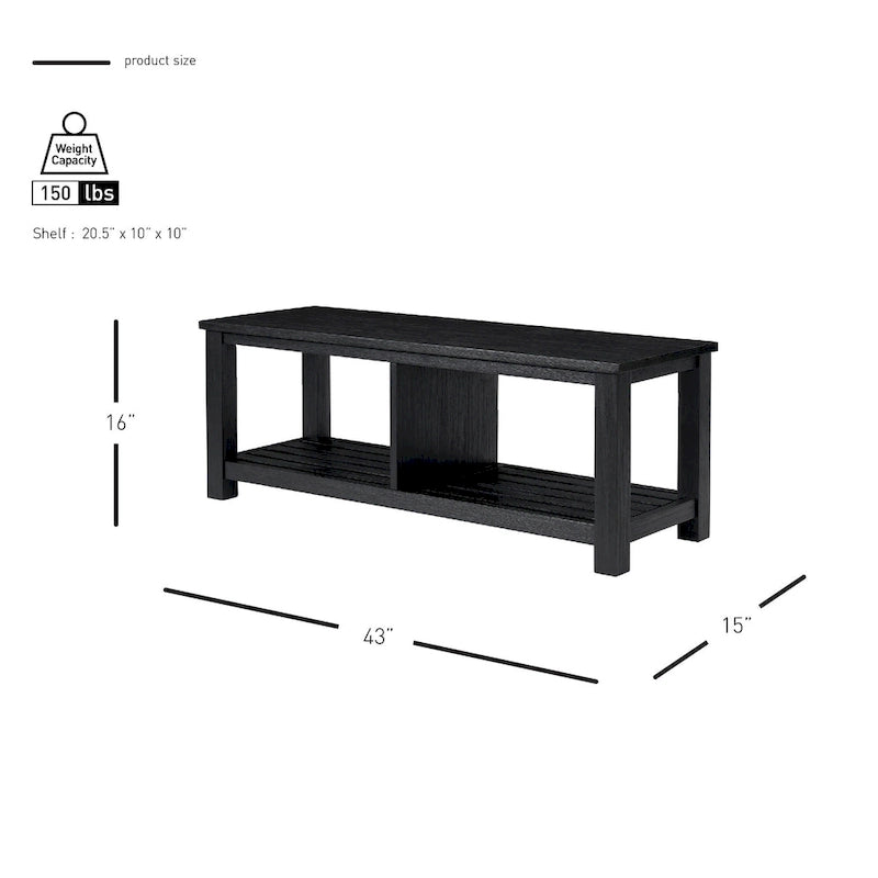 Solid Acacia Wood TV Bench - Contemporary Media Console with Storage
