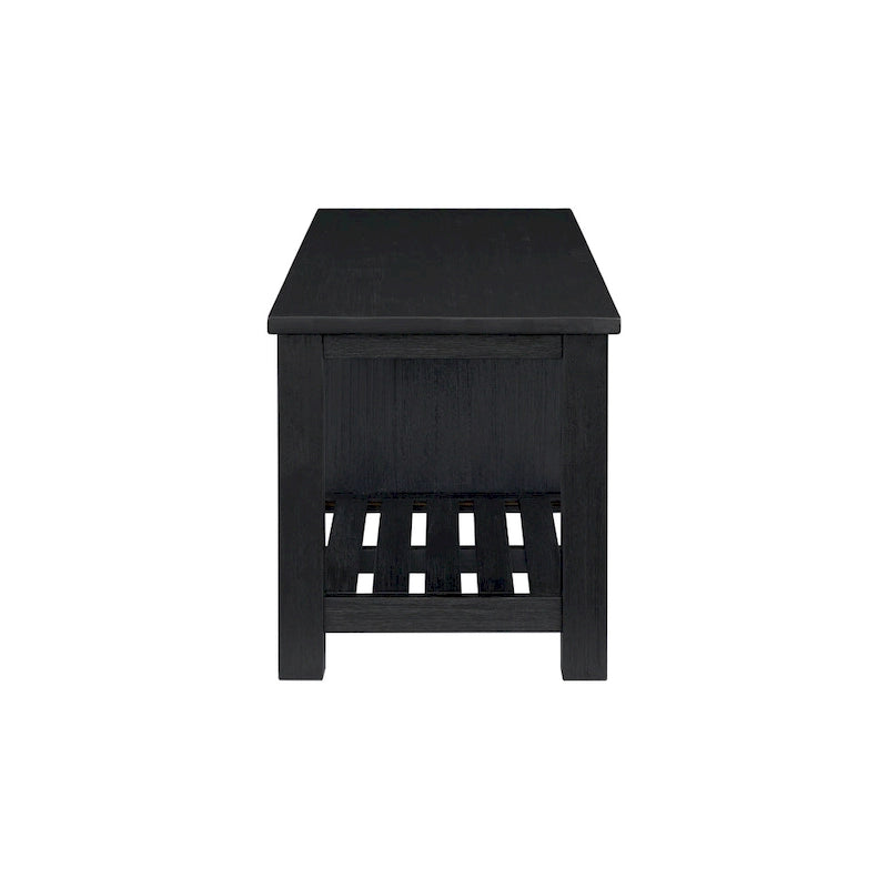 Solid Acacia Wood TV Bench - Contemporary Media Console with Storage
