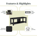 Solid Acacia Wood TV Bench - Contemporary Media Console with Storage