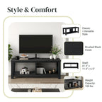 Solid Acacia Wood TV Bench - Contemporary Media Console with Storage