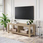 Solid Acacia Wood TV Bench - Contemporary Media Console with Storage