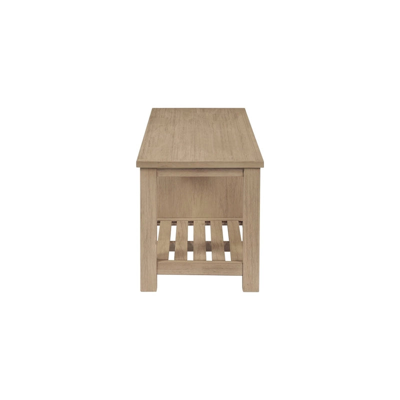 Solid Acacia Wood TV Bench - Contemporary Media Console with Storage