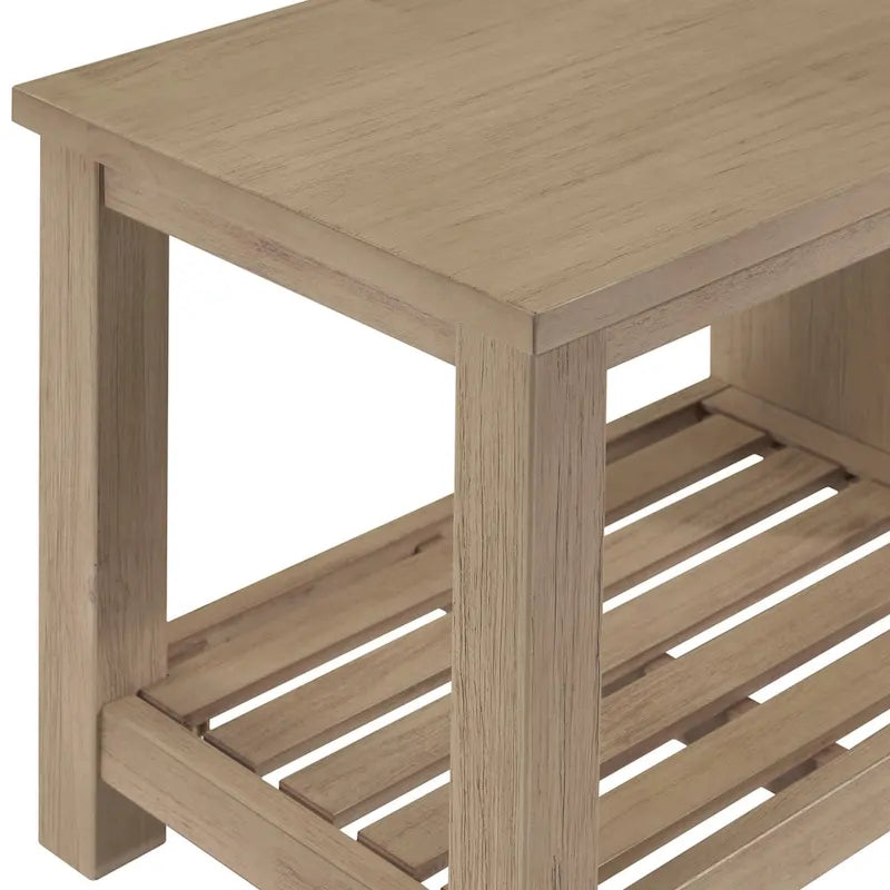 Solid Acacia Wood TV Bench - Contemporary Media Console with Storage
