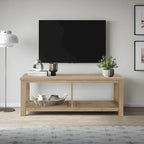 Solid Acacia Wood TV Bench - Contemporary Media Console with Storage