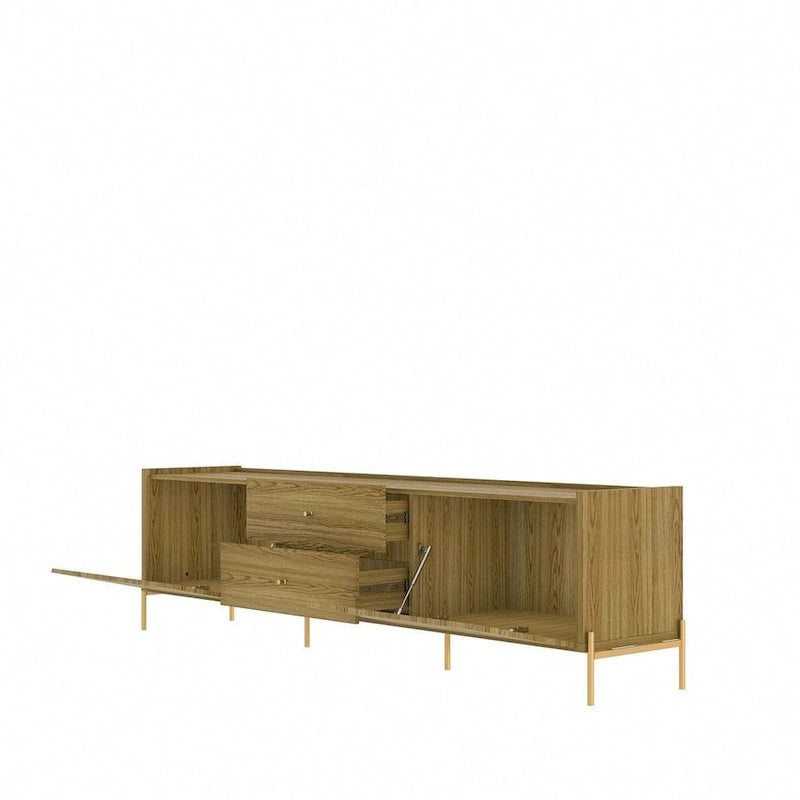 86.69" Glam Media Cabinet Console with Gold Accents - Living Room & Bedroom