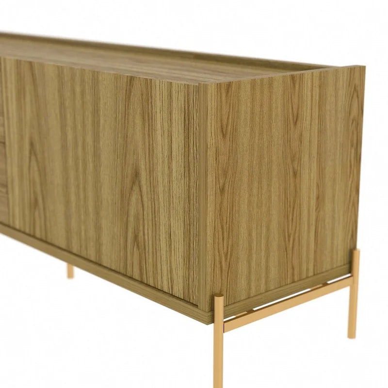 86.69" Glam Media Cabinet Console with Gold Accents - Living Room & Bedroom