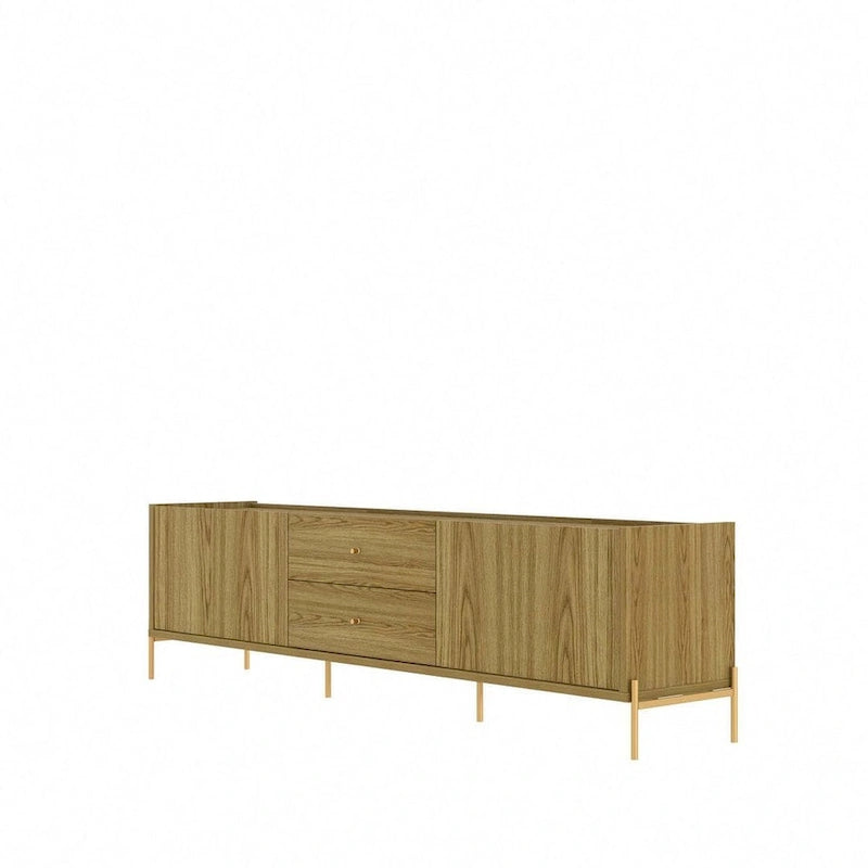 86.69" Glam Media Cabinet Console with Gold Accents - Living Room & Bedroom