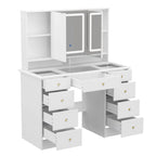Vanity Desk with Lights, Makeup Vanity with Lights 3 Colors,9 Drawers - 53.9H