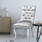 1x Tufted Velvet Dining Side Chair Wingback Upholstery Lion Knocker - 22x22x42 inch