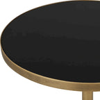 Geometric Antique Bronze Accent Table with Black Glass Top - 14W x 24H x 14D