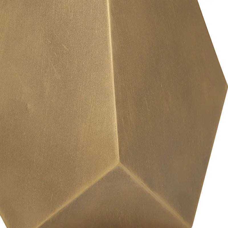 Geometric Antique Bronze Accent Table with Black Glass Top - 14W x 24H x 14D