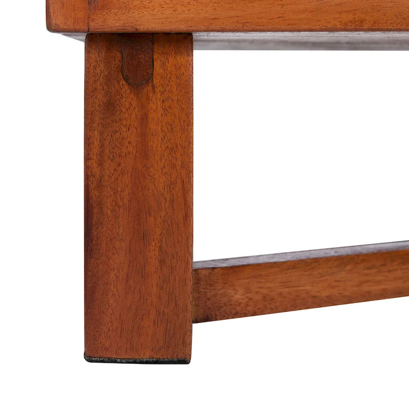 2-Drawer Rattan Accent Nightstand with Coastal Mindi Wood Frame