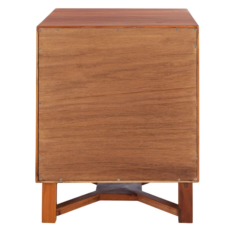 2-Drawer Rattan Accent Nightstand with Coastal Mindi Wood Frame