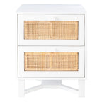 2-Drawer Rattan Accent Nightstand with Coastal Mindi Wood Frame