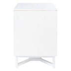 2-Drawer Rattan Accent Nightstand with Coastal Mindi Wood Frame