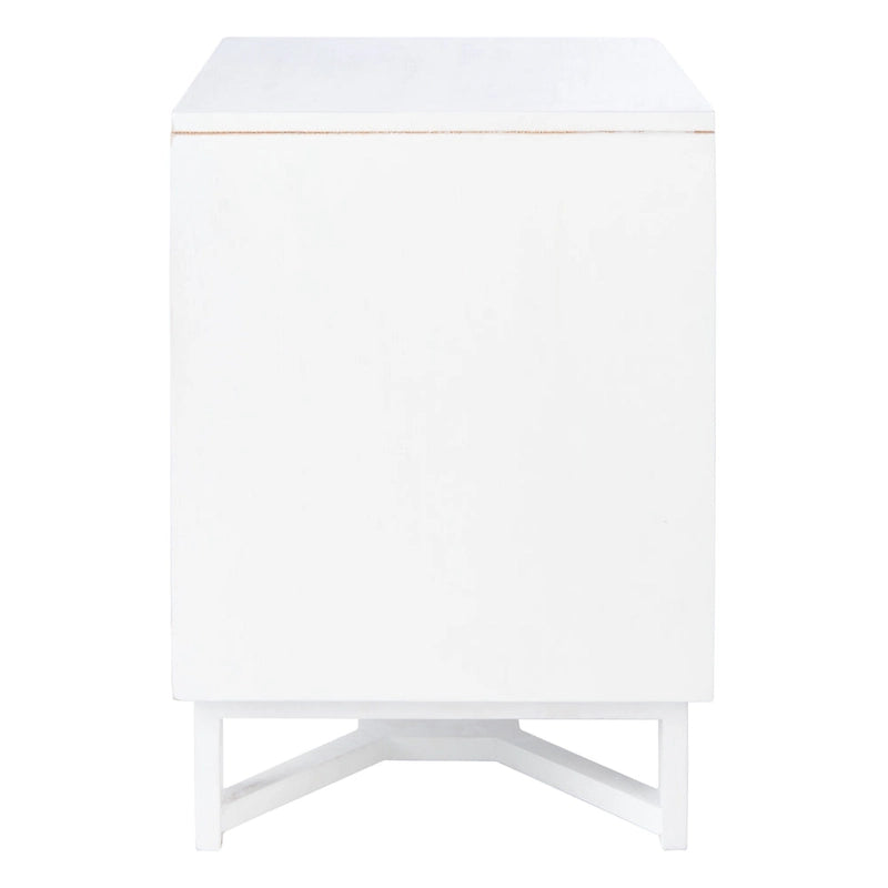 2-Drawer Rattan Accent Nightstand with Coastal Mindi Wood Frame