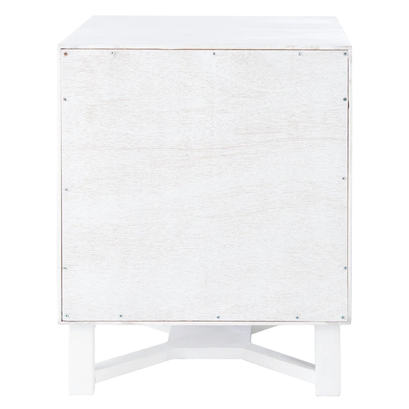 2-Drawer Rattan Accent Nightstand with Coastal Mindi Wood Frame