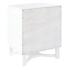 2-Drawer Rattan Accent Nightstand with Coastal Mindi Wood Frame
