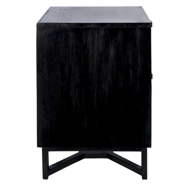 2-Drawer Rattan Accent Nightstand with Coastal Mindi Wood Frame