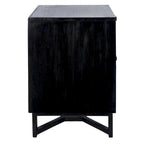 2-Drawer Rattan Accent Nightstand with Coastal Mindi Wood Frame