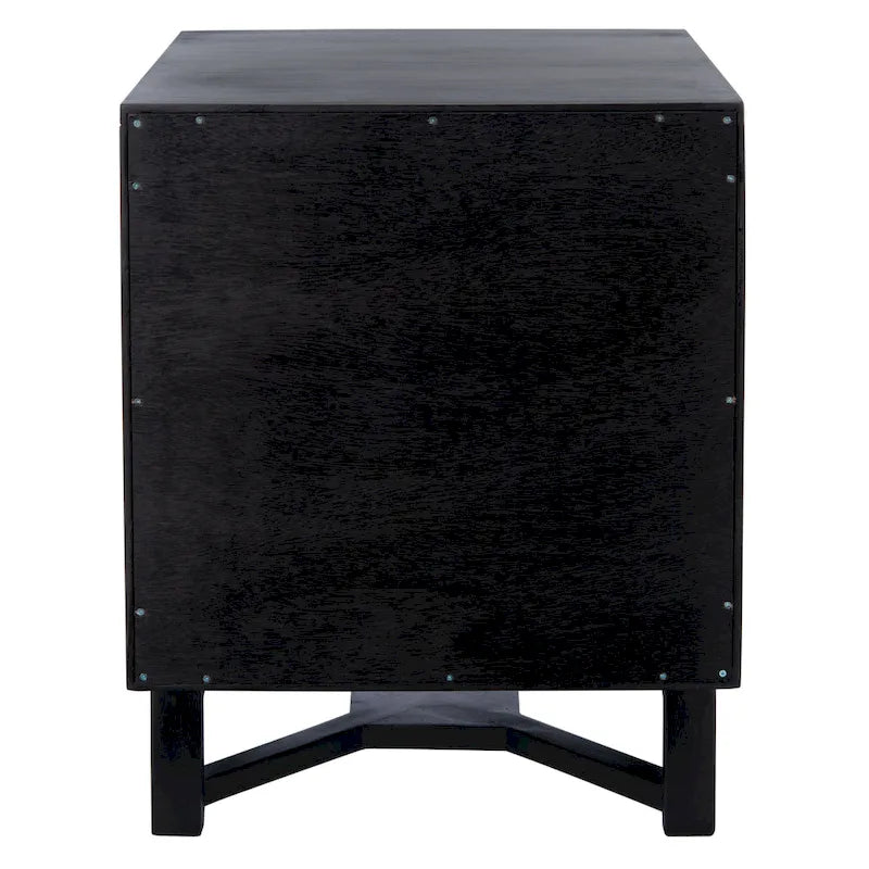 2-Drawer Rattan Accent Nightstand with Coastal Mindi Wood Frame