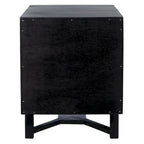 2-Drawer Rattan Accent Nightstand with Coastal Mindi Wood Frame
