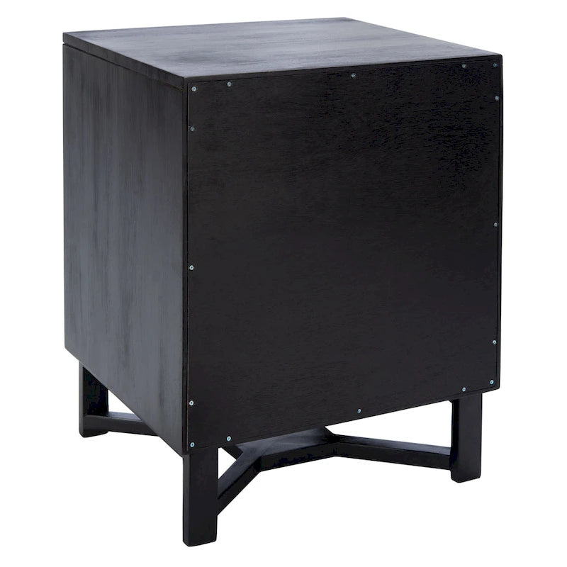 2-Drawer Rattan Accent Nightstand with Coastal Mindi Wood Frame