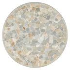 Round Cocktail Table - Pewter Metal Base & Tumbled White Onyx Top, 42"